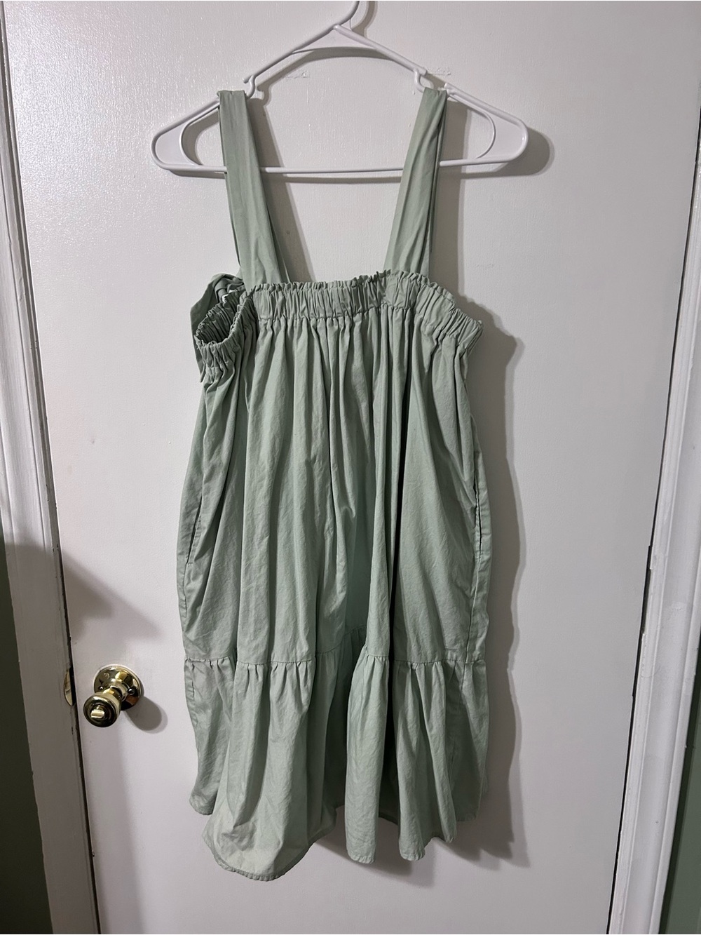 HYFVE Women’s Sage Green Ruffle-Hem Short Dress with Pockets